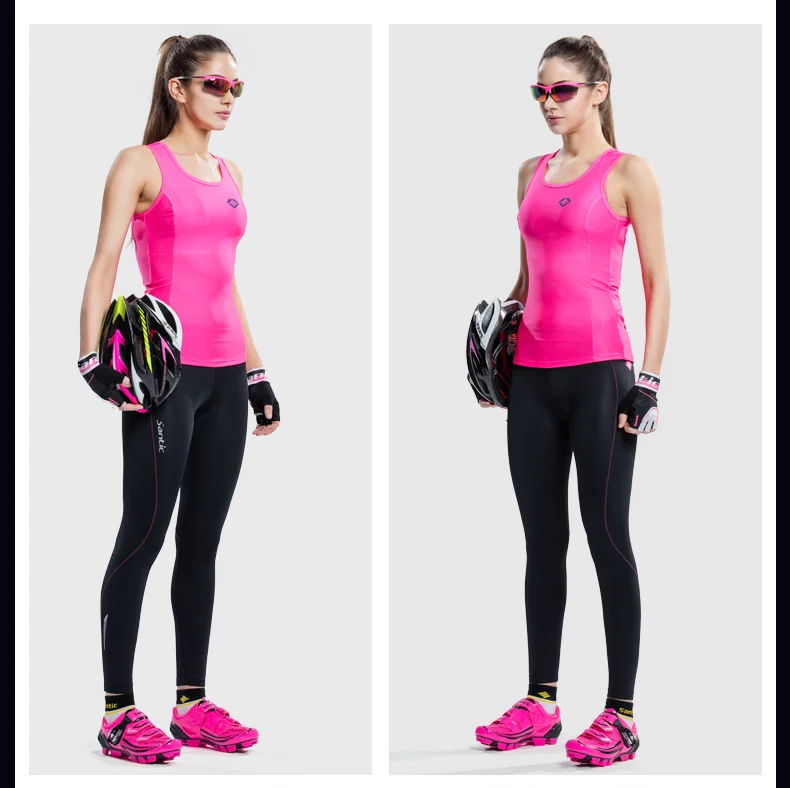 Женские длинные велосипедные брюки Santic быстросохнущие дышащие эластичные трико