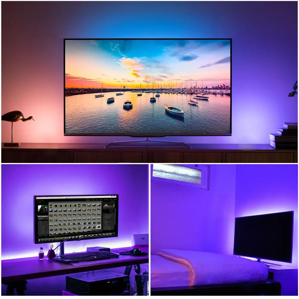 1 м 2 3 4 5 светодиодный ТВ USB светильник в Bluetooth RGB книжный с 24 клавишами ИК пульт
