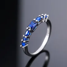 Elegant Silver Color Blue Cubic Zirconia Women Party Finger Rings Girls Daily Wearable Jewelry Fashion Accessories Ring