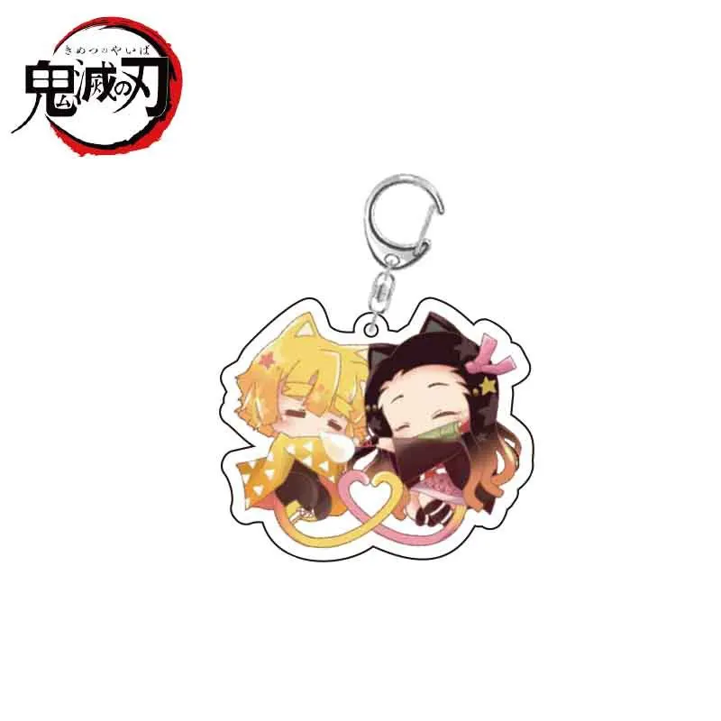 

2021 Anime Demon Slayer Key Chains Cute Figure Shinazugawa Genya Keyring Rengoku Kyoujurou Cute Student Men Women Gift Keychain