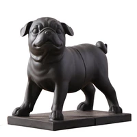 nordic black pug bookends statue animals bulldog dog art figurines resin craft home decoration accessories for living room r2567