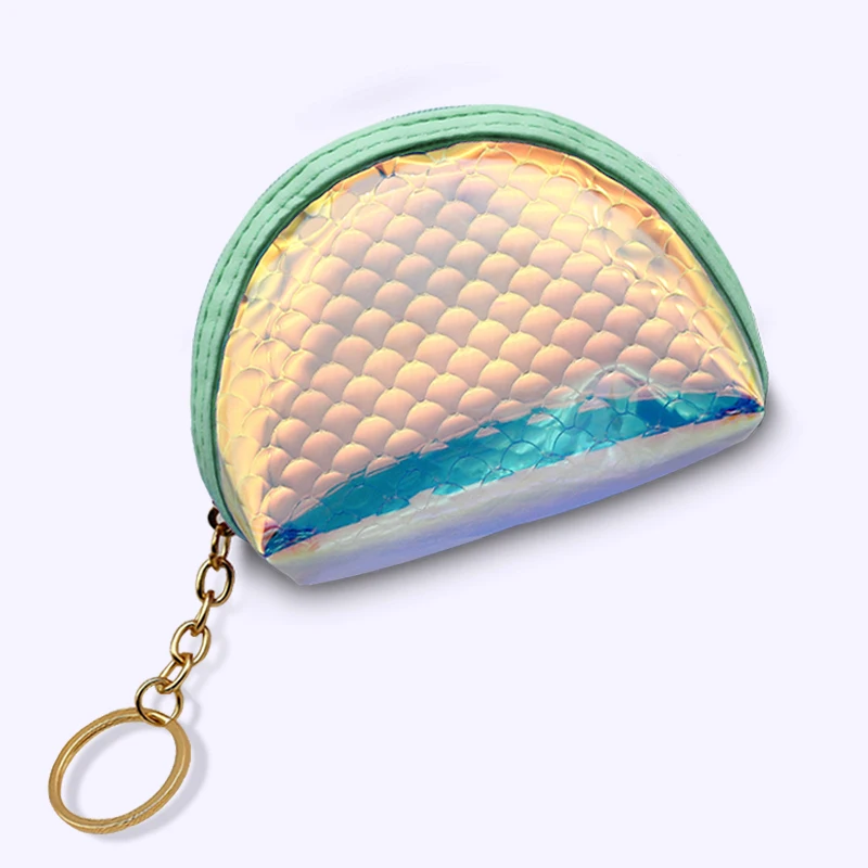 Green Fish Scale Прозрачная Лазерная оболочка маленькая сумка голографическая женская ПВХ кошельки для монет модная прозрачная сумочка для девочек держатель для карт для детских кошельков - Цвет: Green Fish Scale