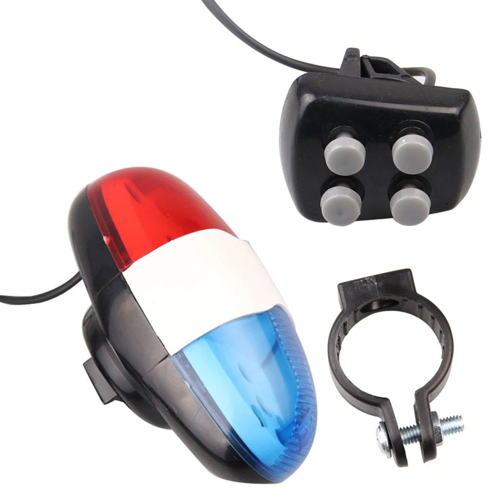 

6 LEDs Bike Light Electronic Horn 4 Tone Sounds Bicycles Bell Police Siren Trumpet for Kid's Scooter Bicycle Accessories