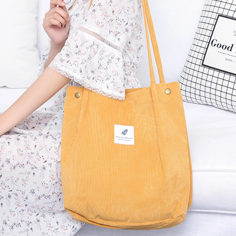 Женская Вельветовая сумка для покупок повседневный складной экологически