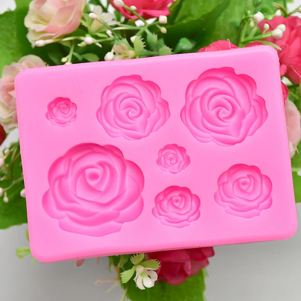 Розовые силиконовые формы в виде цветка для рукоделия 3d инструменты украшения