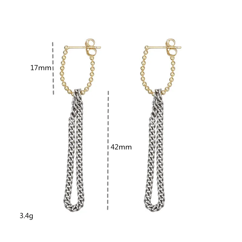 

Flyleaf 18k Gold Drop Earrings For Women 100% 925 Sterling Silver Fine Twist Chain Statement Earings Fashion Jewelry Vintage