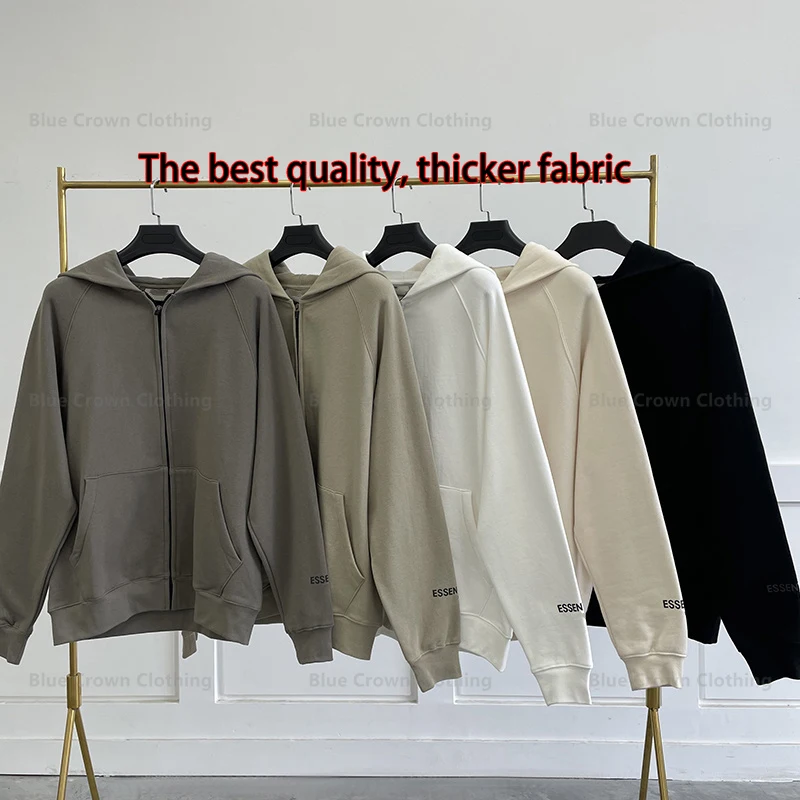 

Winter High Street ESSENTIALS Reflective Letters High-Quality Cotton Plus Velvet Couple Clothes Shopping Outdoor Running Hoodie