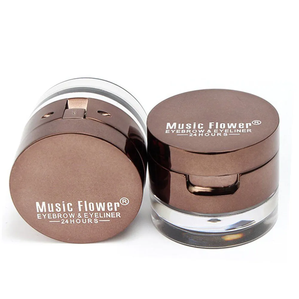 

2in1 Brown+Black Eyeliner Gel & Eyebrow Powder Makeup Waterproof Set with Brush Long-lasting Highlight Powder Nose Shadow