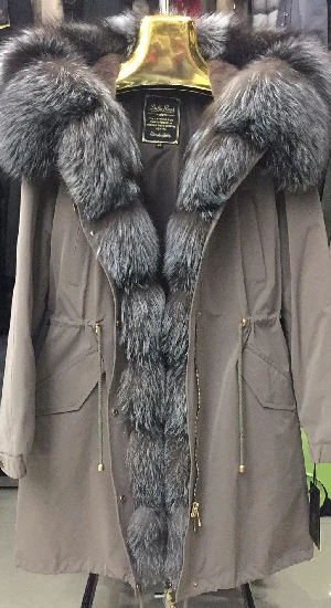 camel 12 M12 Женская зимняя парка, пальто, куртка, лиса, енот, большой воротник, съемная подкладка из меха кролика, Классическая, 93 см длина, качественная ткань D03 - Цвет: camel 12 M12