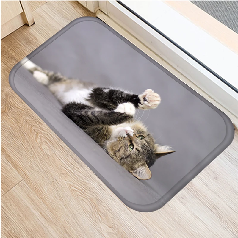 Милый кошачий коврик с рисунком Противоскользящий для дома кухни ванной