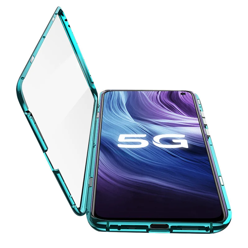 

Metal Magnetic Front Back tempered Glass Case For VIVO Z6 5G Cases Flip Cover For vivo z6 Bumper Metal Frame Coque