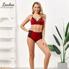 Комплект женского нижнего белья из мягкого дышащего кружевного бюстгальтера с высокой талией