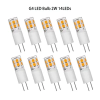 10pcs g4 led bulb 2w 14led super bright mini ceramics corn light acdc12v 2835 smd no flicker led lamp replace halogen chandelier