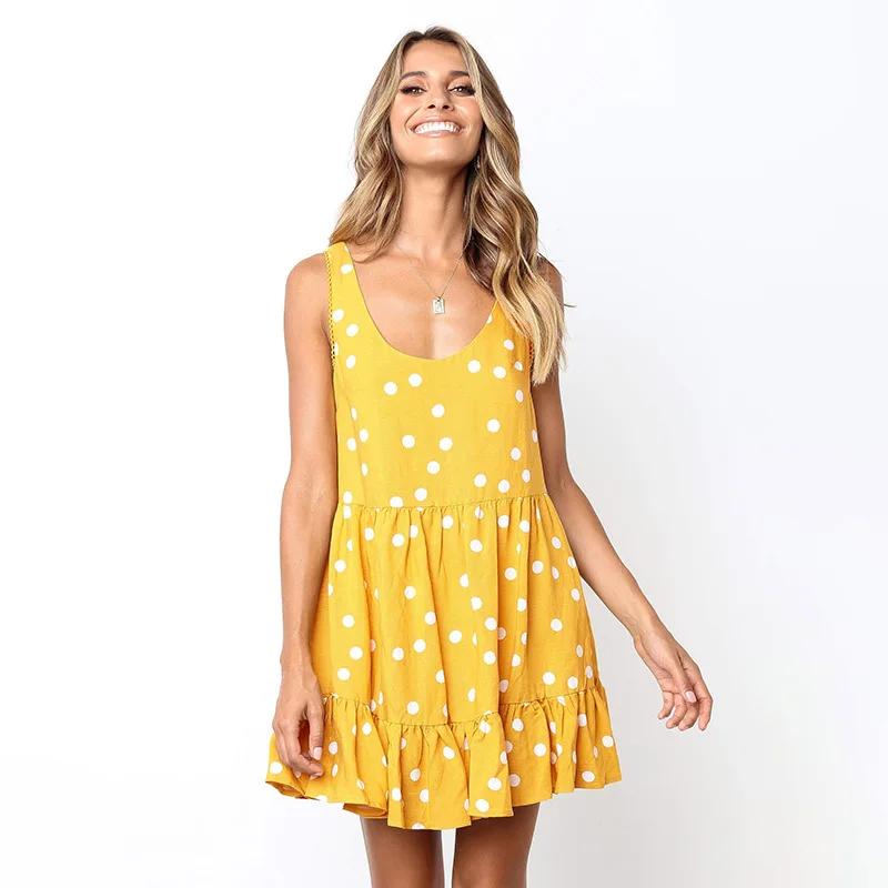 

Spring Popular Summer Round Neck Wave Point Sling Loose Dress 1556 Dresses For Women