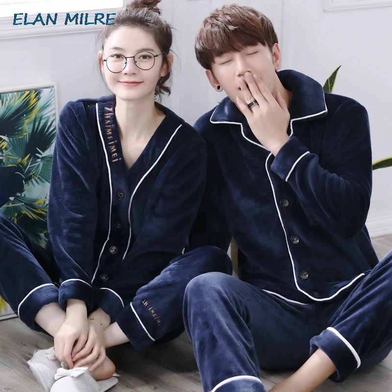 Осенне зимние модели для мужчин и женщин фланелевый домашний костюм с длинными