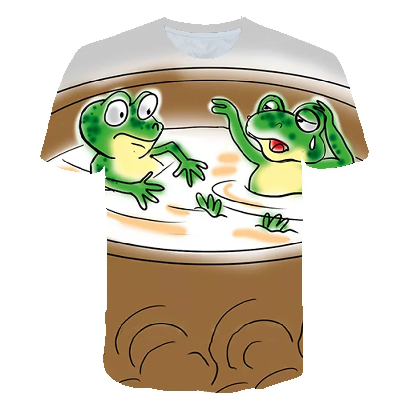 

2021 New Cartoons Frog Print t Shirt Kids Casual Harajuku Short Sleeve t-shirt Baby Boys Girls Anime Tshirt Tops Clothes 4-14T