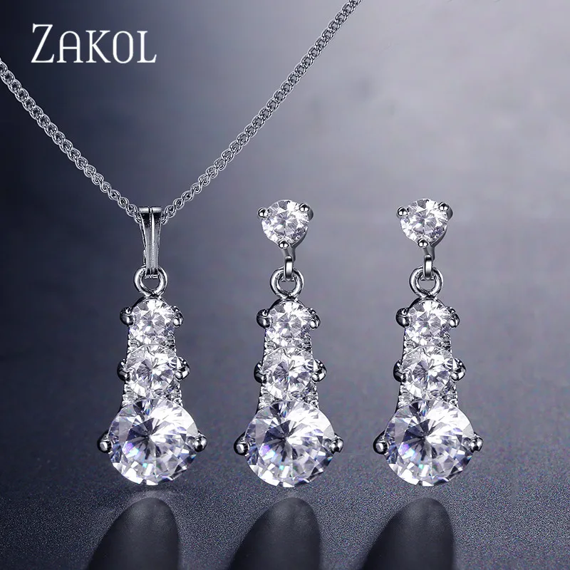 Комплект из колье и серёг с фианитом|Ювелирные наборы| |