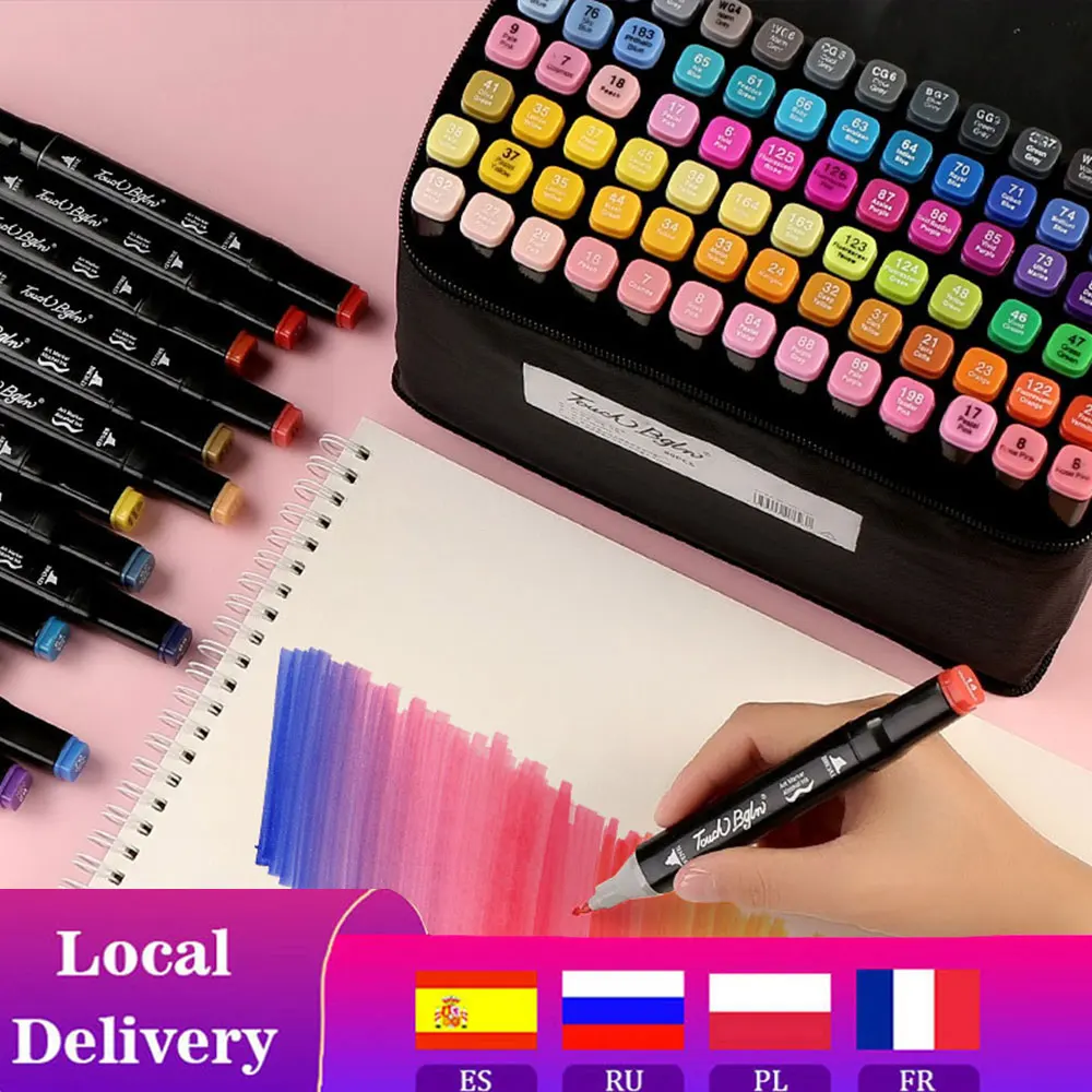 Набор двусторонних маркеров для рисования манги 30/40/60/80 цветов | Канцтовары офиса