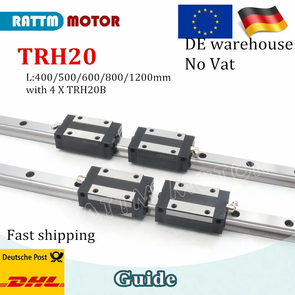 Квадратные линейные направляющие TRH20 L300 / 400/ 500 600 800 1200 мм (20 мм) и тележки TRH20B