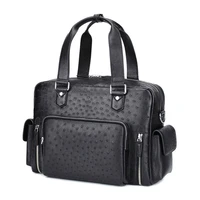 mens ostrich skin messenger computer office bags for men fashion casual handbag leather briefcases laptop urban travel luxury