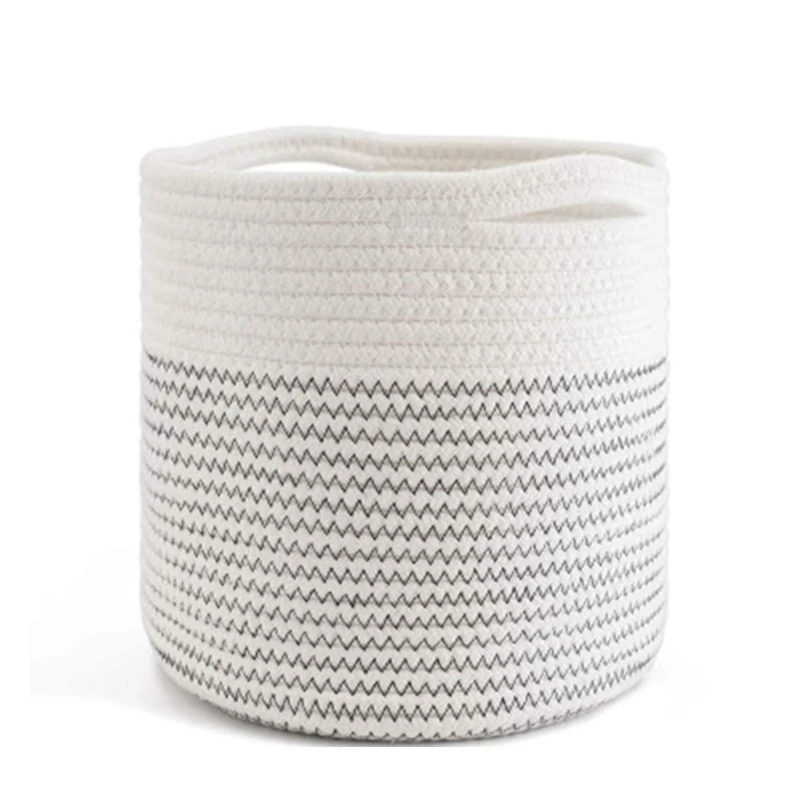 

Hand-woven Cotton Linen Storage Basket Nordic Style Garden Flower Pot Plant Container Laundry Picnic Toy Organizer