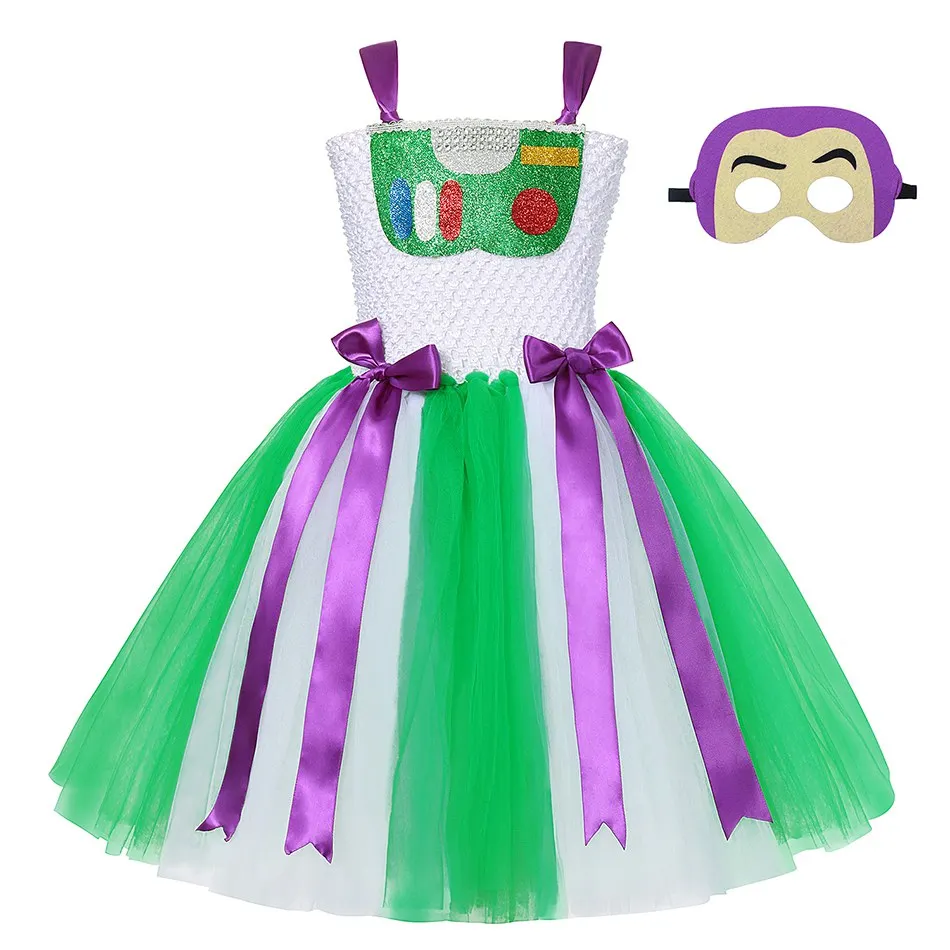 Buzz Tutu Set VOGUEON Toy Story 4 Woody Bo платье-пачка с маской для девочек Forky Buzz Lightyear Jessie нарядное платье костюм на Хэллоуин - Цвет: Buzz Tutu Set
