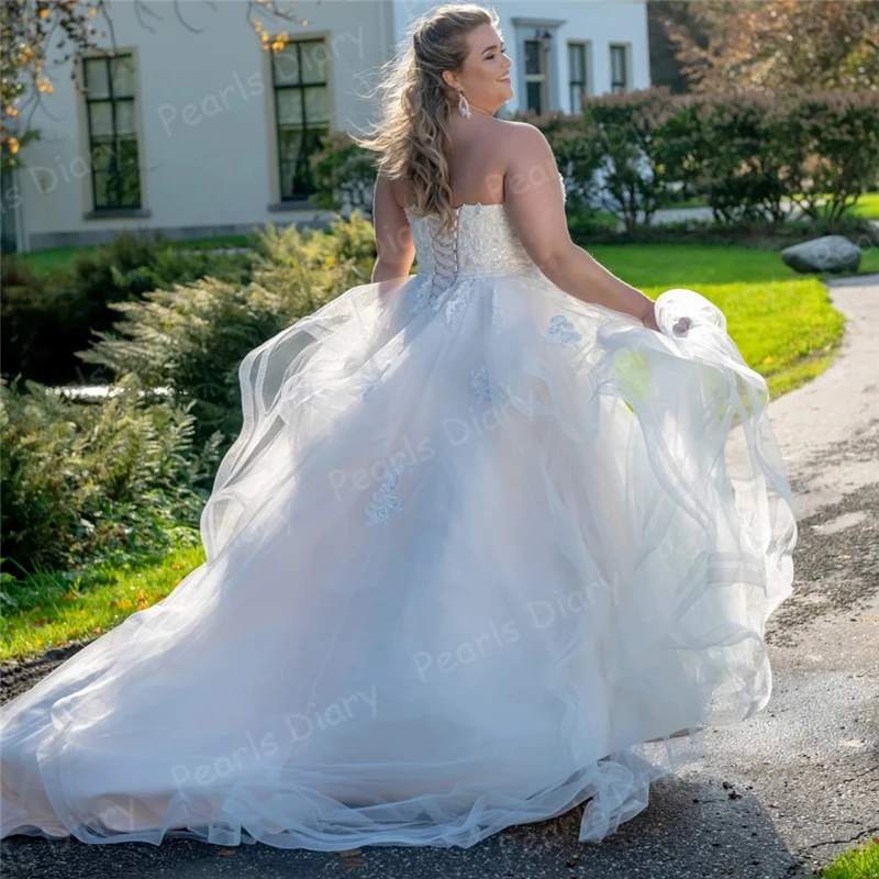 Шикарно Расшитое бисером платье размера плюс свадебные платья с оборками