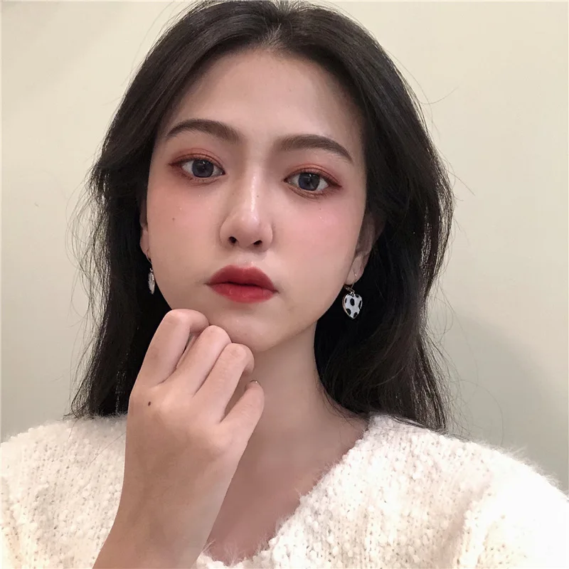 

Plush Cow Print Heart Hoops Earrings Winter Jewelry Beloved COW ANIMAL PRINT- Black White Dangle Earrings in Cow Print JS37DT5