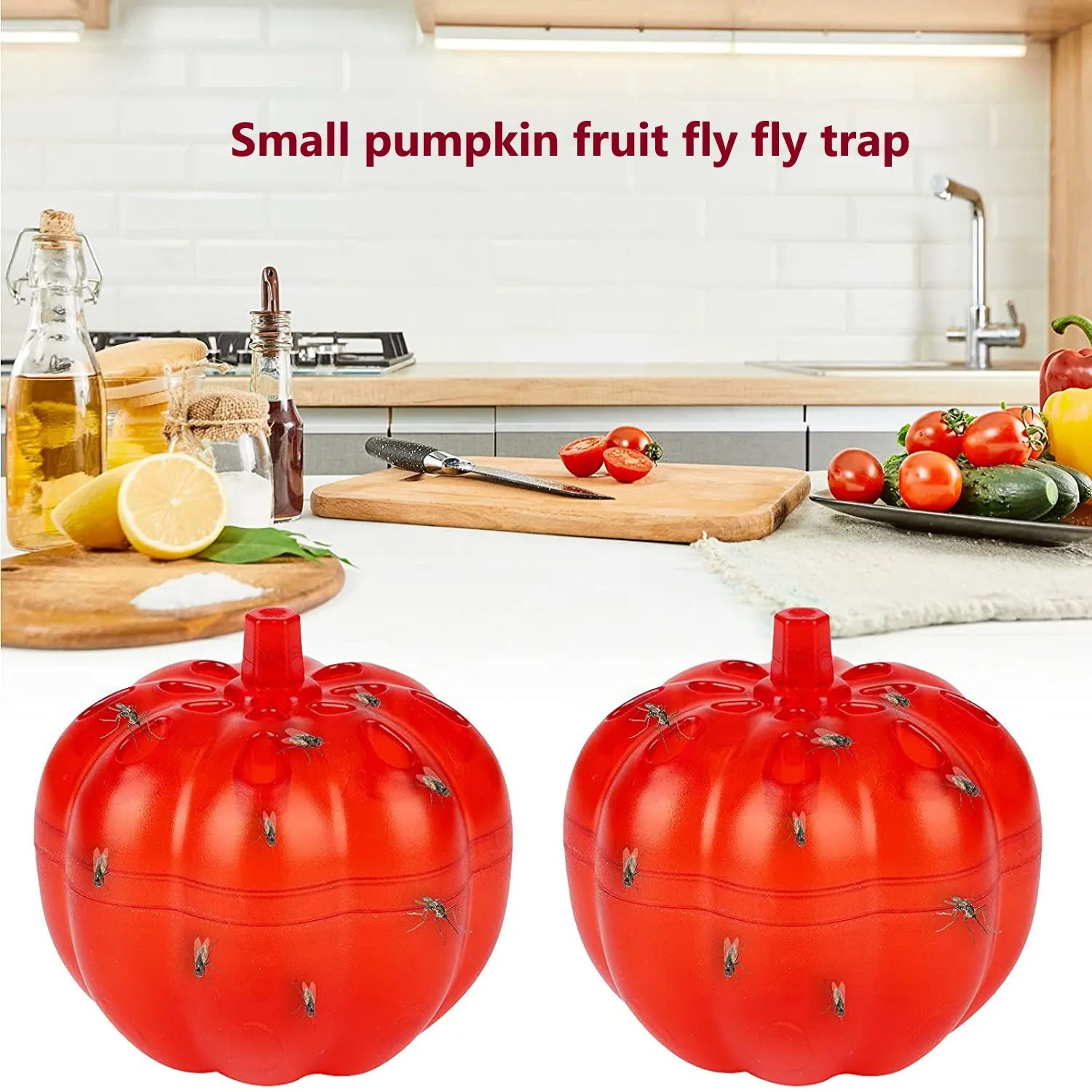 

2Pcs Small Pumpkin Fruit Fly Insect Trap Non-toxic Fruit Fly Insect Trap Hanging Exterminator Outdoor Fruit Fly Insect Trap