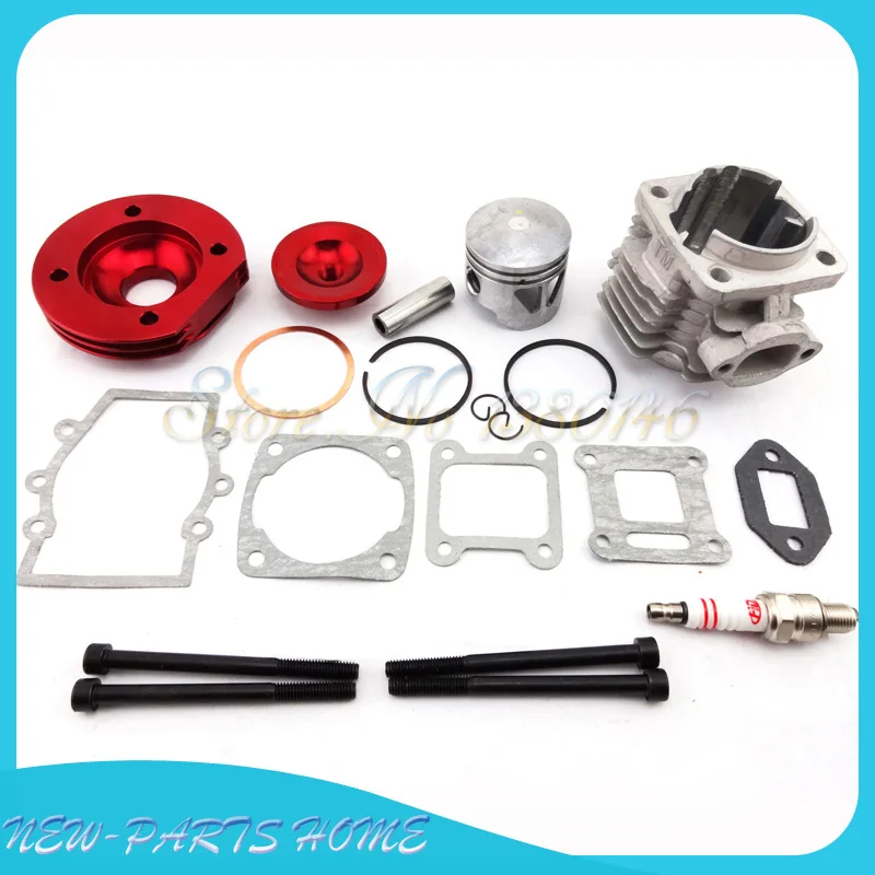 Красный Мини-мотор 44 мм комплект с 2 канавками и большим отверстием для 47cc 49cc