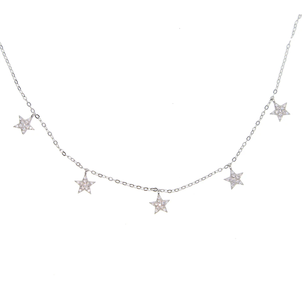 Женское серебряное колье-чокер с блестящим слоем и фианитом рождественский