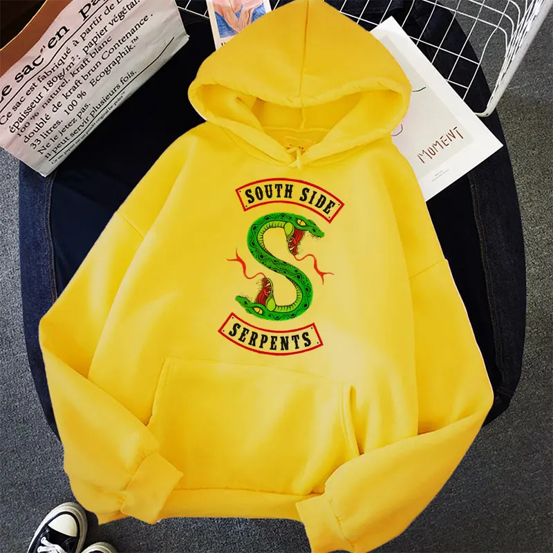 Зимняя женская толстовка с капюшоном Riverdale свитшот надписью South Side Serpents Модные