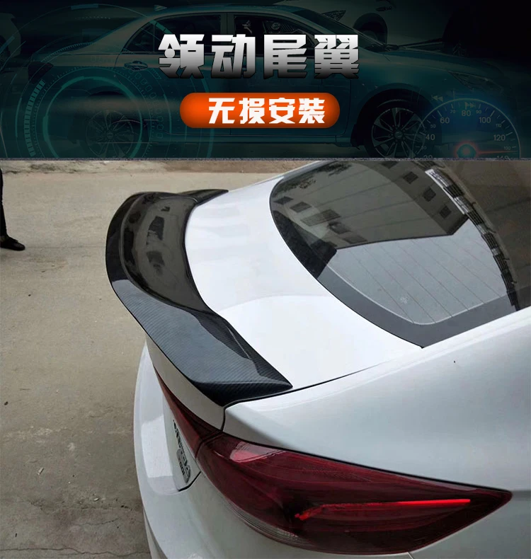 

FOR R STYLE AUTO Spoiler Accessories Hyundai NEW Elantra Real Carbon Fiber Car Trunk Rear Lip WING TAIL FIN 2015-2020