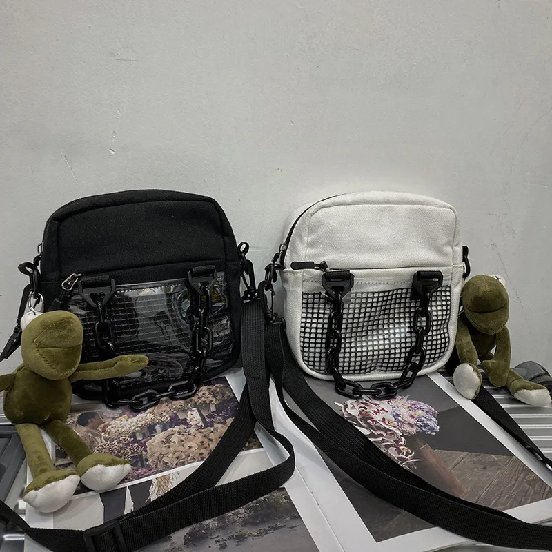 

Chain Designer Canvas Crossbody Bags Men 2021 Simple Fashion Shoulder Boys Bag Luxury Small Handbags