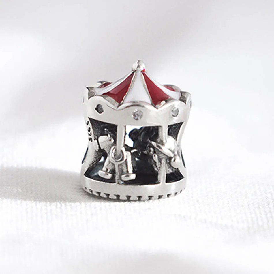 Аутентичные S925 DIY Ювелирные изделия Рождественская карусель Шарм Подходит Для