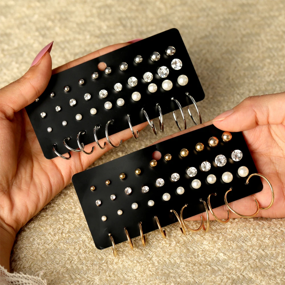 Женские серьги гвоздики в богемном стиле с геометрическим орнаментом и