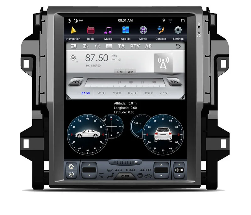 

12.1" tesla style vertical screen android 9.0 Six core Car GPS radio Navigation for Toyota Fortuner SW4 2016-2018