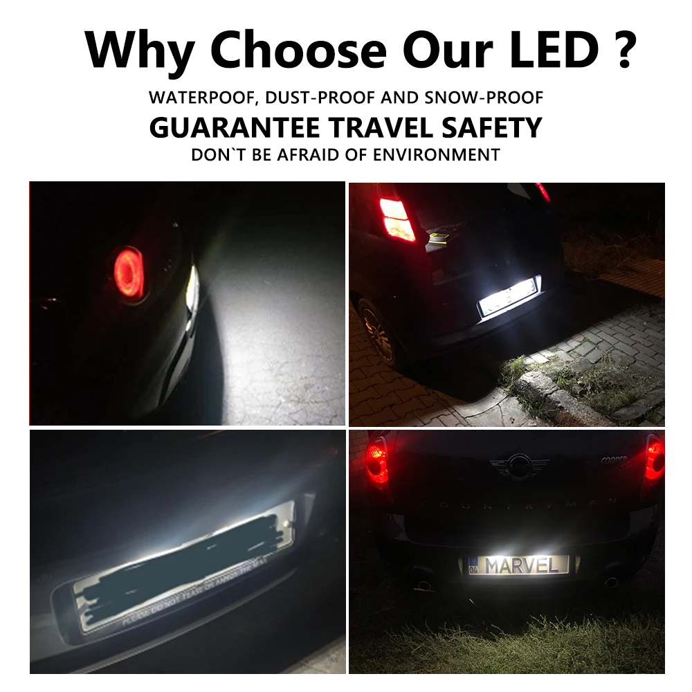 

2x LED License Number Plate Light For Mini Clubman R55 R55 LCI Countryman R60 F60 Paceman R61 without Error OEM 63262755711