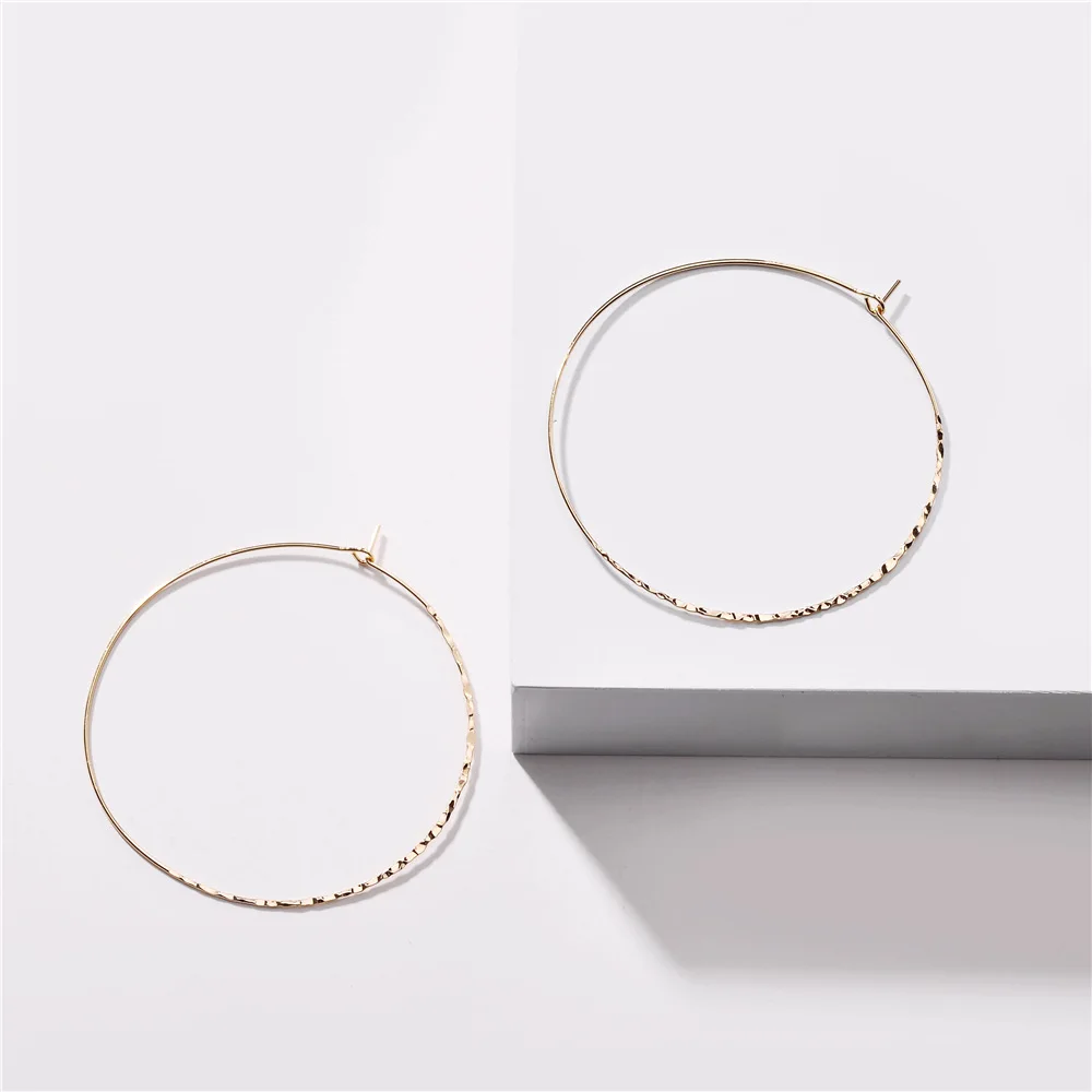 

E7139 ZWPON Hammered Thin Line Circle Hoop Earrings for Women 2020 New Arrival Simple Big Round Wire Earrings Geometric Jewelry
