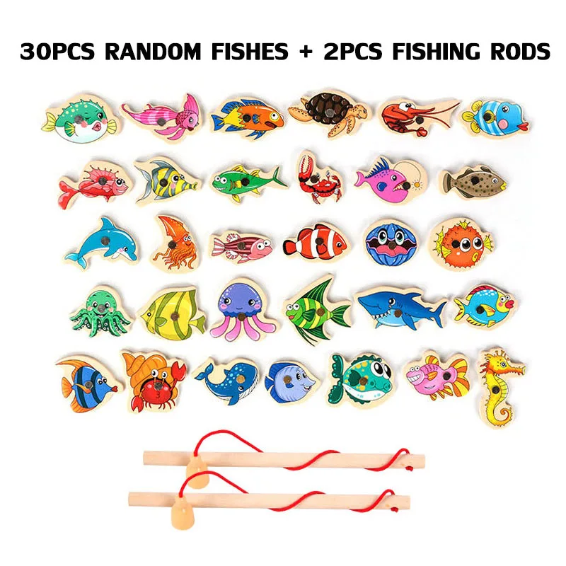 Детские магниты игрушки для рыбалки материалы Монтессори Обучающие деревянные