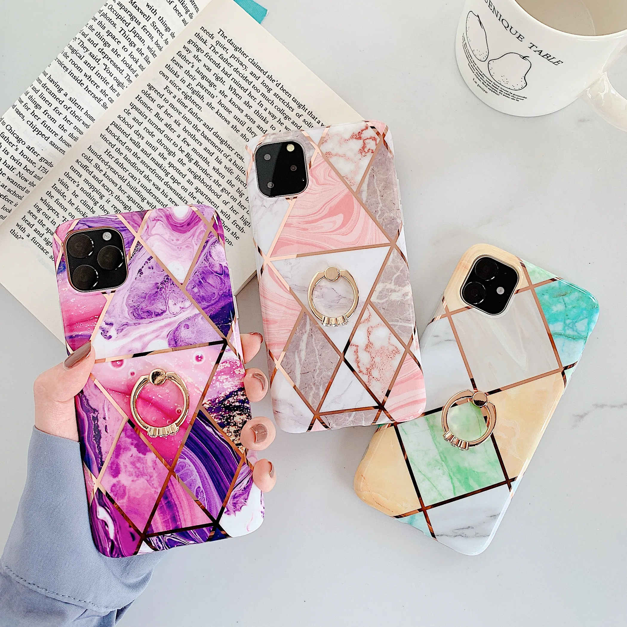 Чехол для телефона LACK для iPhone 11 11Pro Max XR X XS Max 6 6S 7 8Plus Роскошный Мраморный чехол с кольцом-подставкой