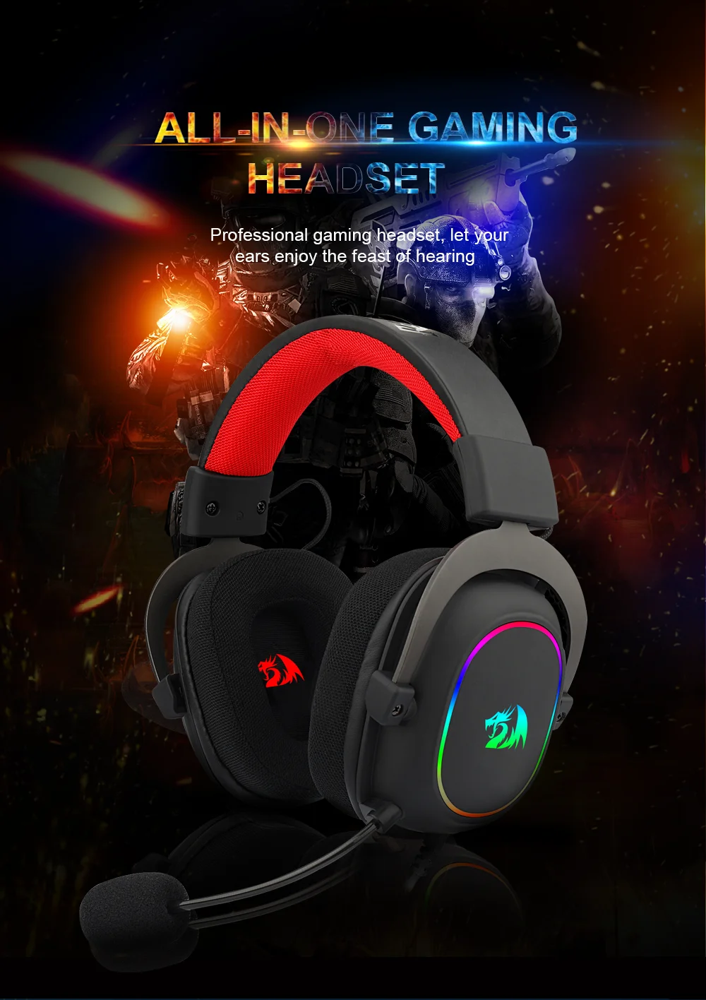 

ZEUS X H510 RGB Gaming USB Headphone Noise cancelling, 7.1 Surround Compute headset Earphones Microphone for PC PS4