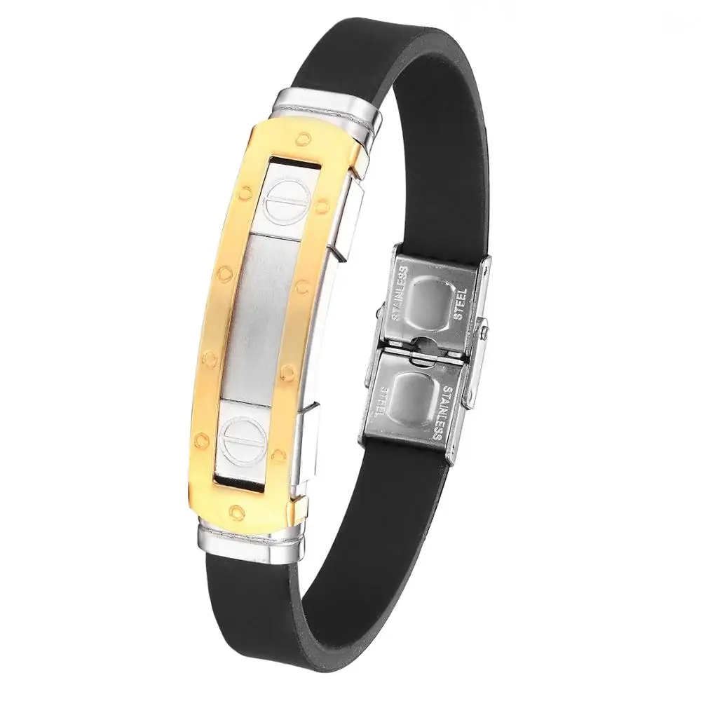 Новинка 2020 Модный черный браслет в стиле панк резиновый силиконовый мужской из