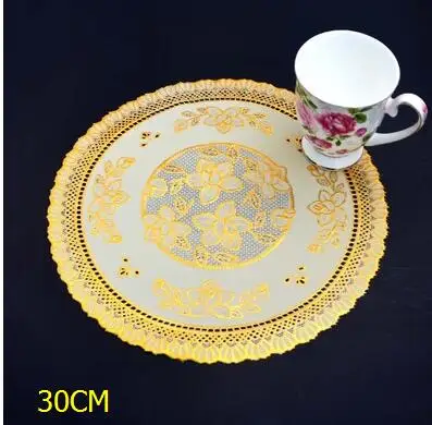 6pcs 6 шт. бронзовые кружева ПВХ коврик для столового стола Золотой подстаканник водонепроницаемый изоляционный коврик посуда принадлежности для ресторанов - Цвет: 6pcs