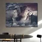 Черно-белые картины на холсте Африка дикая природа с живыми львами, плакаты и принты, настенные картины, декор для гостиной и дома
