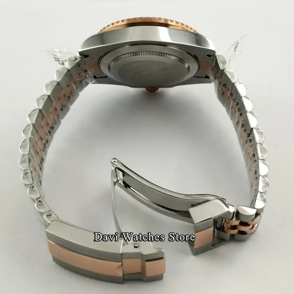 

40mm Silver Watch Case Jubilee Strap Sapphire Glass Date Fit ETA2836 Miyota 82 series Mingzhu DG 2813 3804 movement