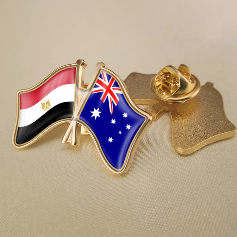 

Egypt and Australia Crossed Double Friendship Flags Brooch Badges Lapel Pins