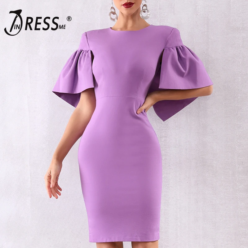 Женское Короткое облегающее платье миди INDRESSME с круглым вырезом оборками и
