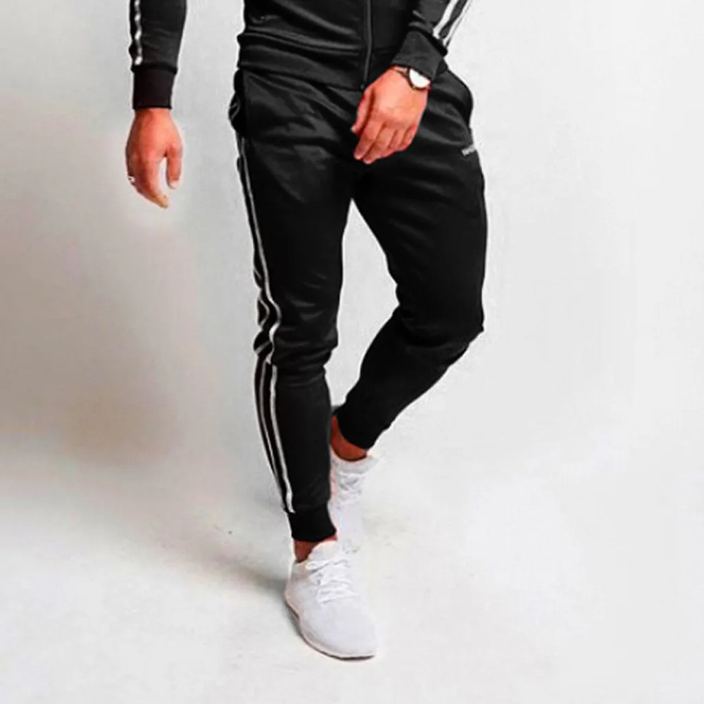Модные черно-белые полосатые джоггеры Feitong Мужские осенне-зимние повседневные