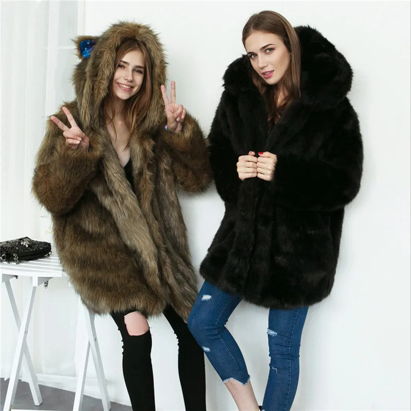 Lanshifei T0729 плотное теплое пальто из искусственного меха, опт, кошачьи уши, искусственный мех, парка, зимняя теплая меховая куртка, производство Китай, искусственный мех, пальто